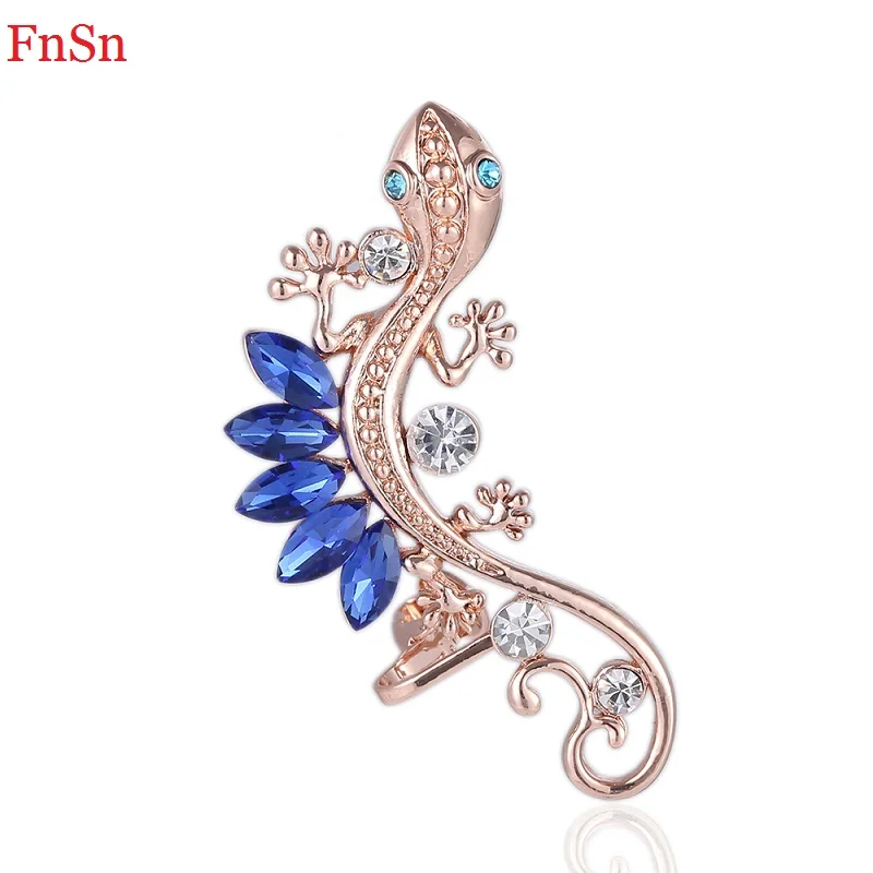Fnsn 2017 новые серьги клипсы с животными ювелирные изделия Золотые кристаллы змея