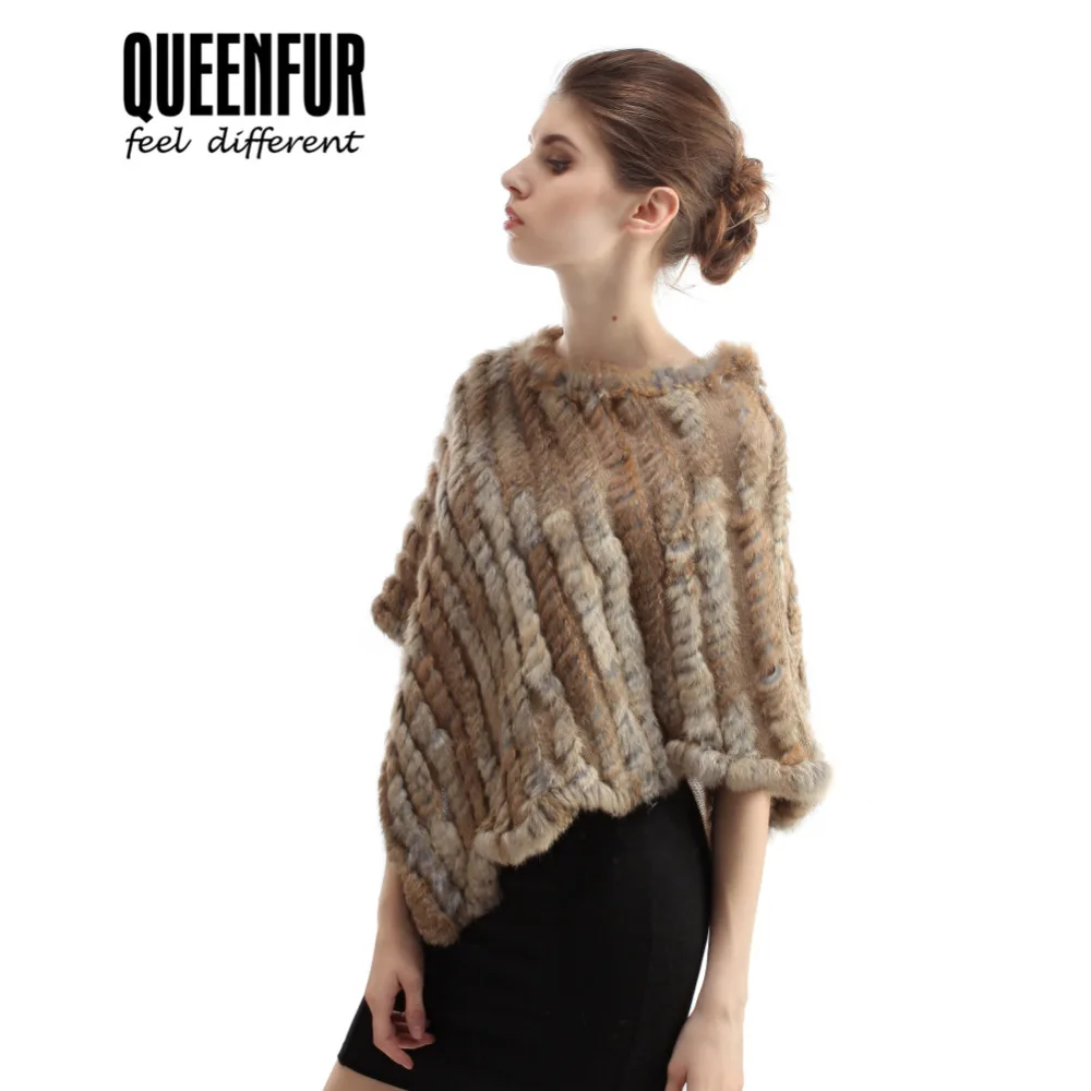 Hot Sale 2017 New Real Knitted Rabbit Fur Shawl Women Genuine Poncho Warm Cappa | Аксессуары для одежды