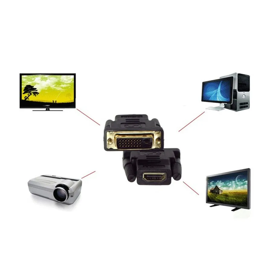 DVI-D Male (24 + 1 pin) к HDMI Female (19-pin) HD HDTV монитор дисплей адаптер ju15 | Компьютеры и офис