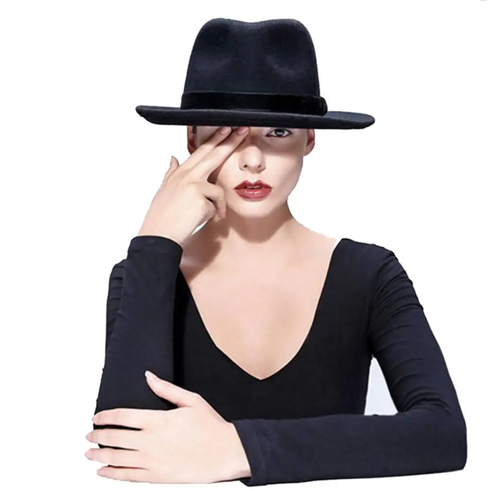 LUCKYLIANJI Мужская и женская мода унисекс фетровая шляпа с вентилятором шерстяной