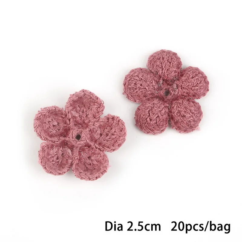 Dark Purple02 20 шт., маленькие шерстяные цветы, ручная работа, волнистая Цветочная головка, свадебное украшение, 25 мм/32 мм, сделай сам, скрапбукинг, ремесло, искусственный цветок из ткани - Цвет: Dark Purple02