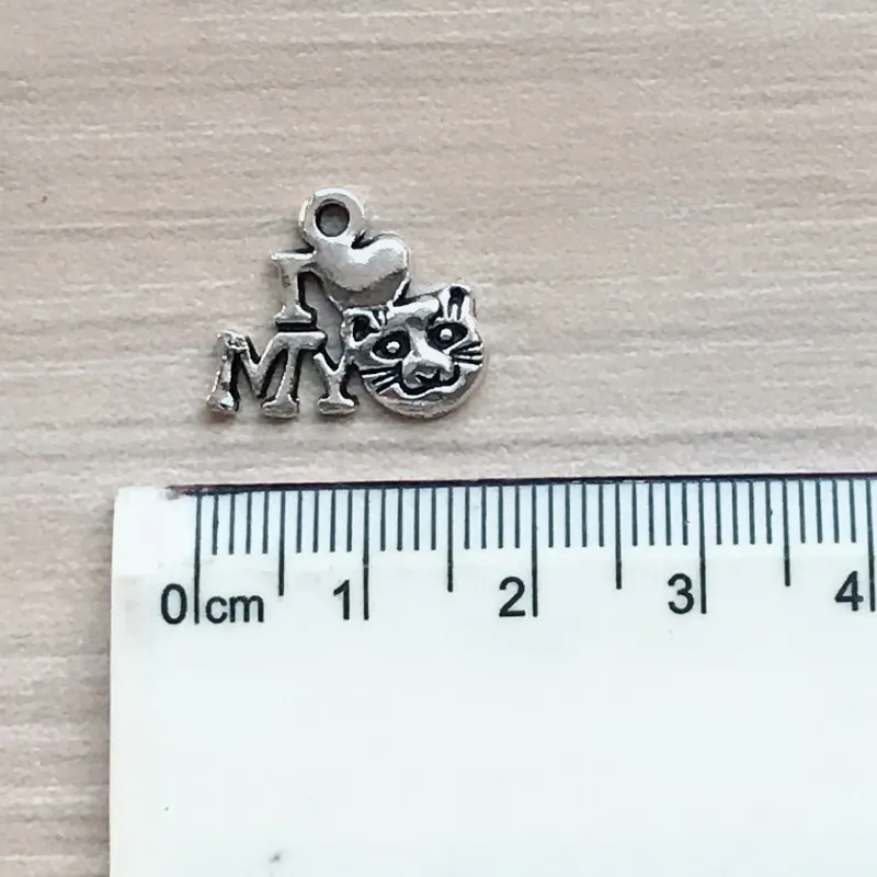 20 шт. DIY Ювелирные изделия I Love My Cat Charms цинковый сплав Подвеска для браслета
