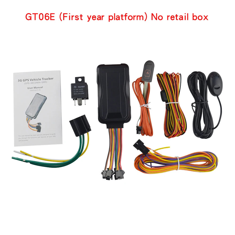 No box(First year) Высокая точность 3g WCDMA автомобильный gps трекер GT06E дистанционно отключение питания топлива голосовой монитор вибрационная сигнализация гео-забор сигнализация - Цвет: No box(First year)