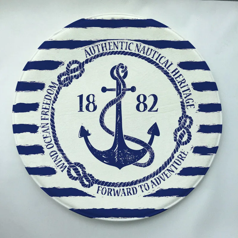

60x60cm sea blue series Print Round Doormat Non-slip Rug Pad Carpet Kids Room Home Decor Floor Mat Water Absorption Mat