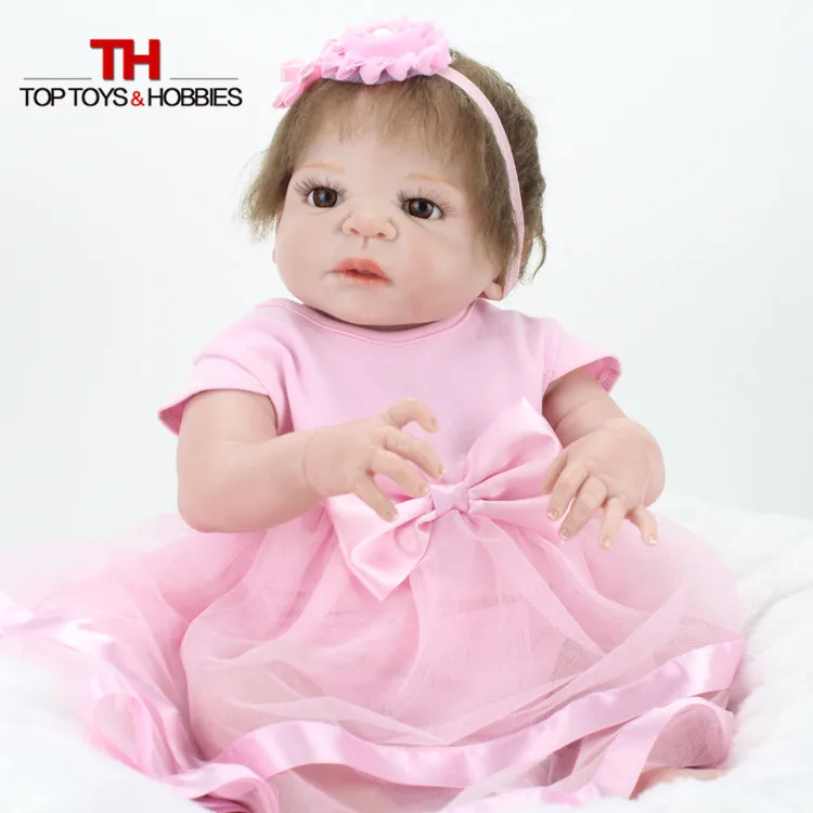 NPKDOLL 55 см Bebe Кукла Reborn полностью силиконовая Девочка Младенцы карие глаза ребенок подарок на день рождения реалистичные очаровательные Куклы Born игрушки