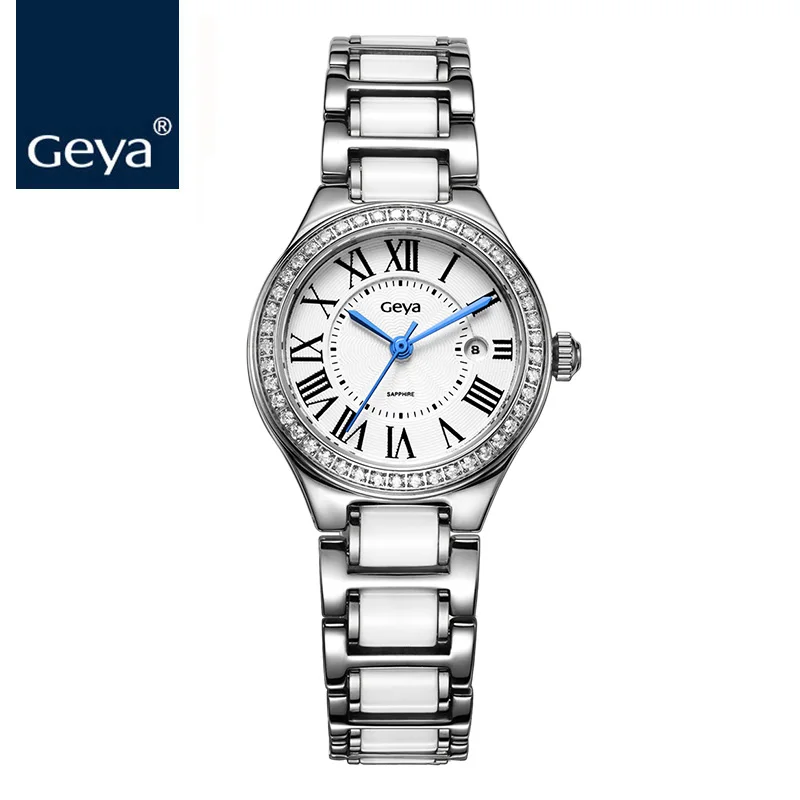 Geya 2017 Women Watches Brand Quartz Watch Sapphire Glass Ceramic Bracelet Diamond Jewelry Clock For relogio feminin | Наручные часы
