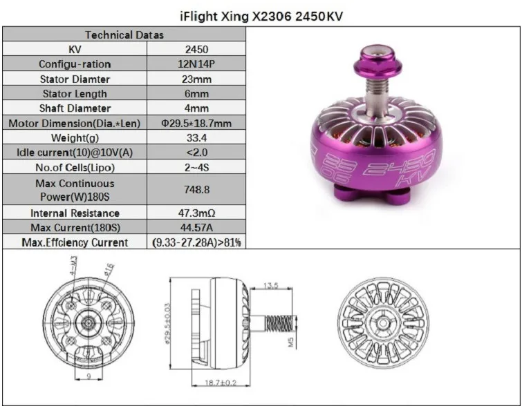 IFlight XING розовый 2306 1700KV 2450KV 2750KV 2-4s бесщеточный двигатель FPV с Титан сплав вал Совместимость 5 дюймов пропеллер