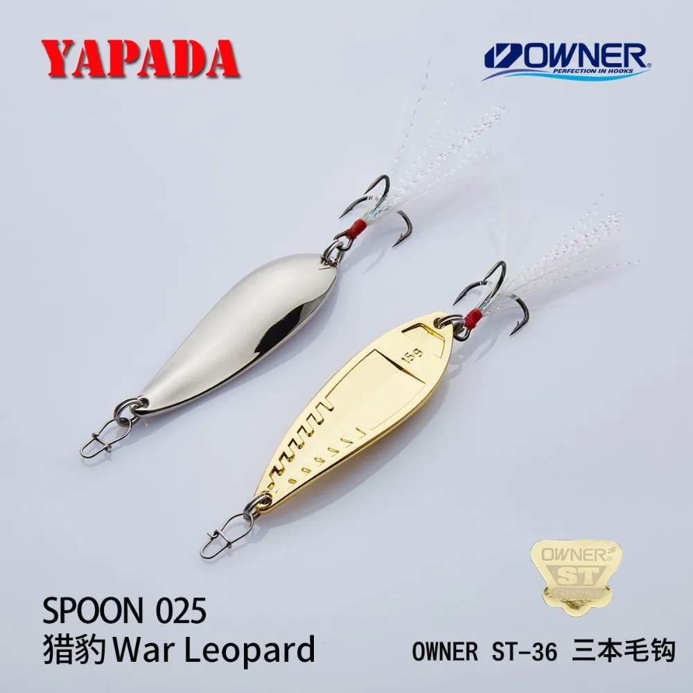 YAPADA ложка 025 War Leopard OWNER тройной крючок 10г-15г-20г 51-58-64мм перо металлическая ложка разноцветные рыболовные приманки
