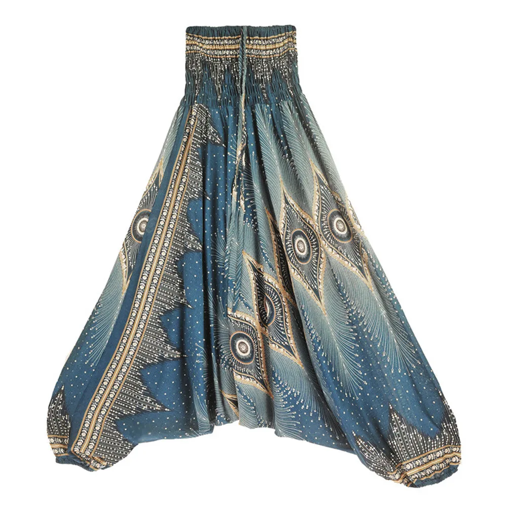 Мужские и женские тайские шаровары Boho Festival Hippy Smock с высокой талией для йоги брюки женские модные однотонные с высокой талией Mulheres# J4