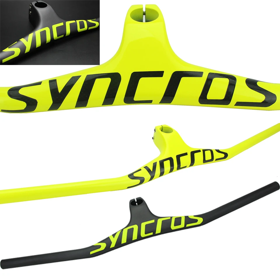 Syn Custom Champion MTB велосипедный стояк-17 градусов однообразный Интегрированный руль со стволом 3 к черный матовый углеродный MTB руль