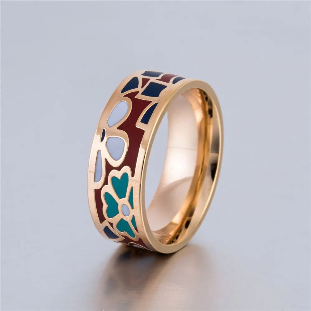 2017 милые Эмалированные кольца с цветком клевера для милой девушки подарок кольцо