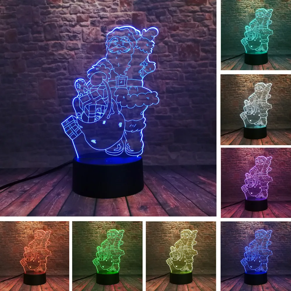 Hello Smile подарки Санта Клаус удача RGB Led 7 цветов Изменение ночные светильники