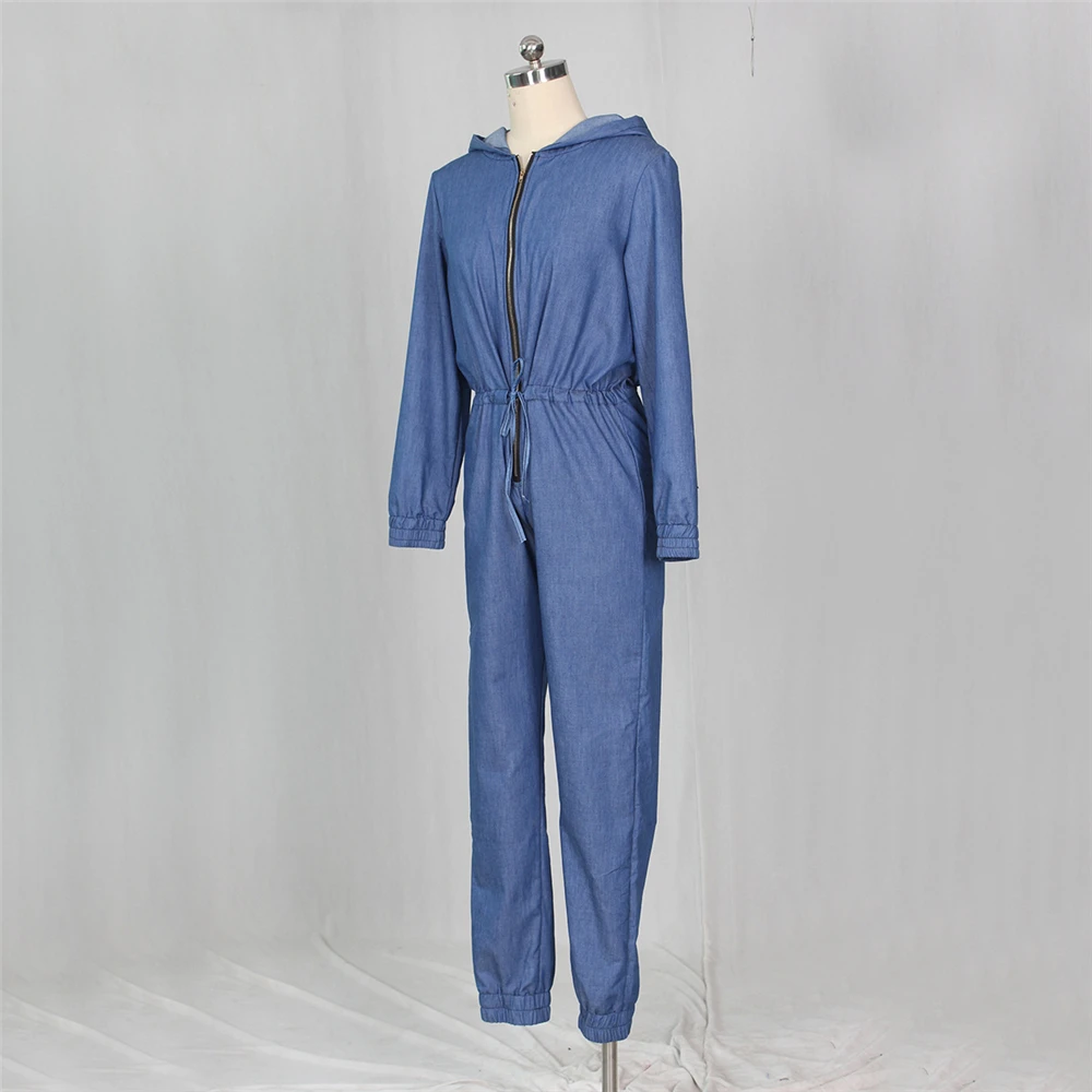 Женский джинсовый комбинезон синие длинные штаны 2018 модный костюм пляжного типа