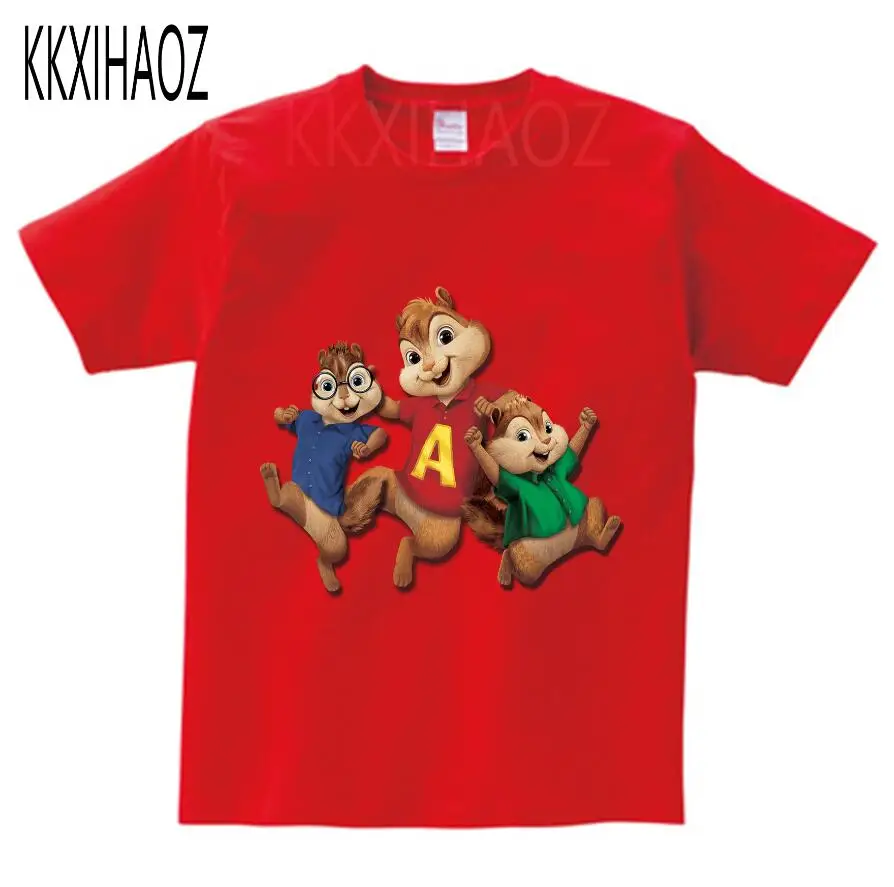 red childreT-shirt Футболка с принтом Элвина и спандука г., Детская летняя одежда с короткими рукавами, дышащая одежда с рисунком из мультфильмов, одежда для мальчиков и девочек NN - Цвет: red childreT-shirt