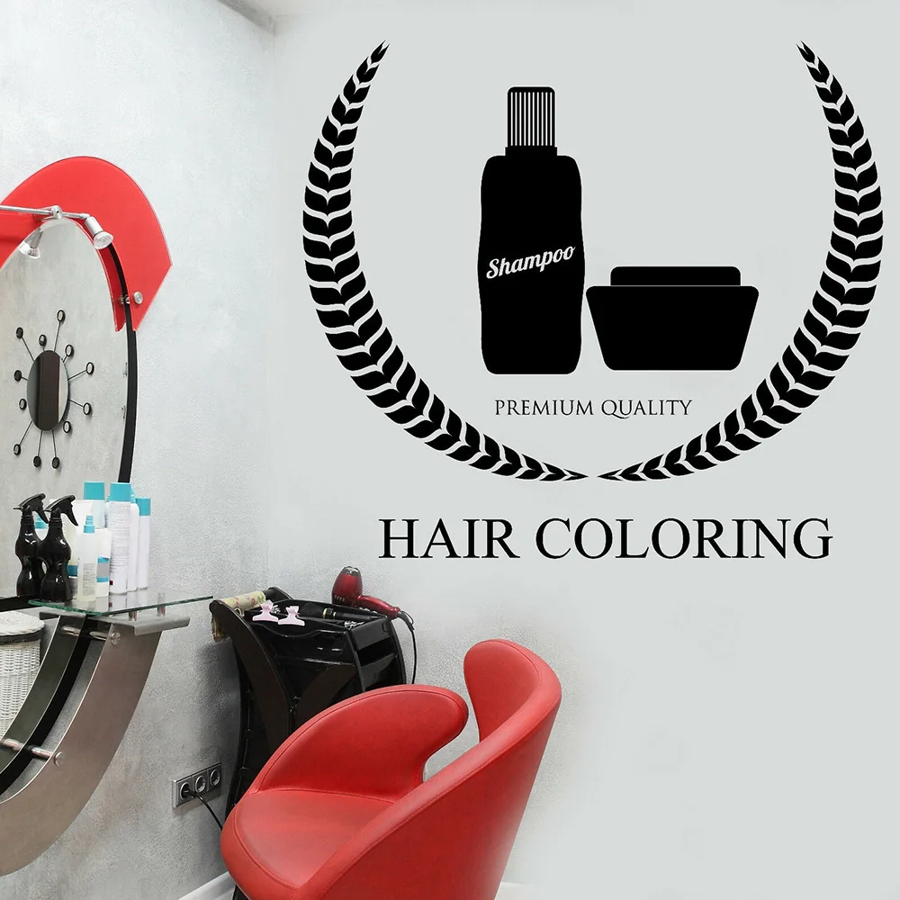 

Hair Coloring Woman Vinyl Decal Wall Stickers Beauty Salon Design Wall Decals Barber Shop Shampoo Sticker Mural Wall Decor D985