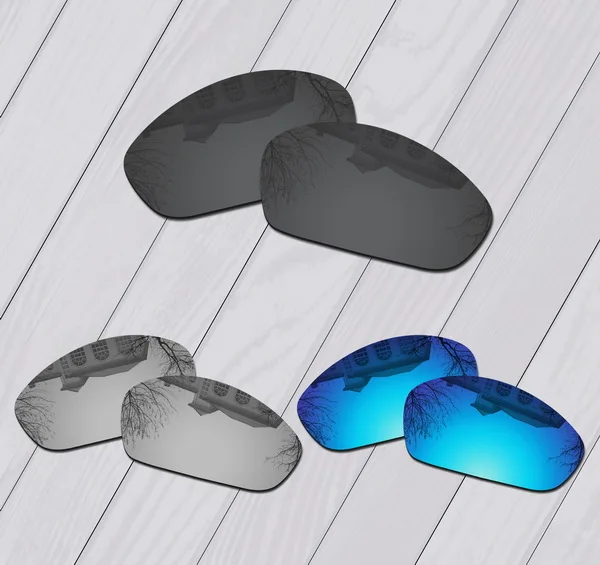 Black-Silver-Blue E.O.S поляризованные улучшенные Сменные линзы для солнцезащитных очков Оукли прямая куртка 1999 - Цвет линз: Black-Silver-Blue