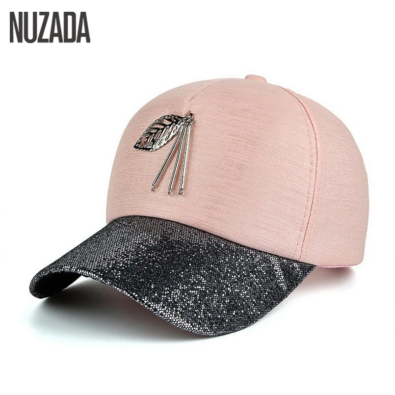 

Brand NUZADA 2017 Spring Summer Autumn Women Men Snapback Baseball Cap Bone Metal Leaves Hats Hip Hop High Grade Cloth Caps