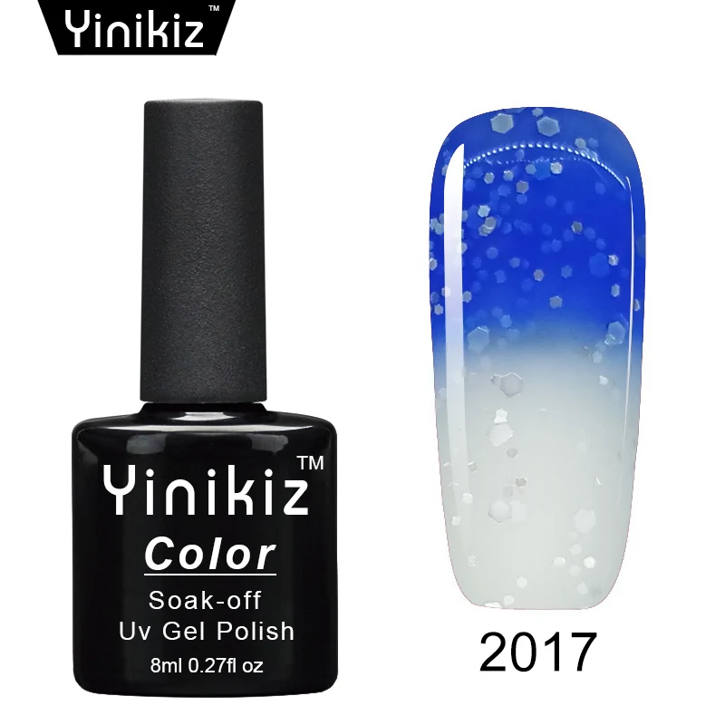 2017 Yinikiz термо-лак для ногтей, меняющий цвет, гель, не впитывается, дизайн ногтей, маникюр, Волшебная сменная основа - Цвет: 2017