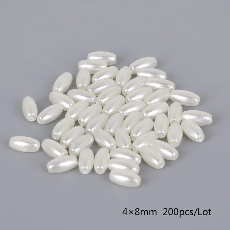 4x8mm Ivory Продукт белый слоновой кости ABS имитация жемчуга бусины в виде риса ABS пластик Свободные разделительные бусины для изготовления ювелирных изделий DIY - Цвет: 4x8mm Ivory