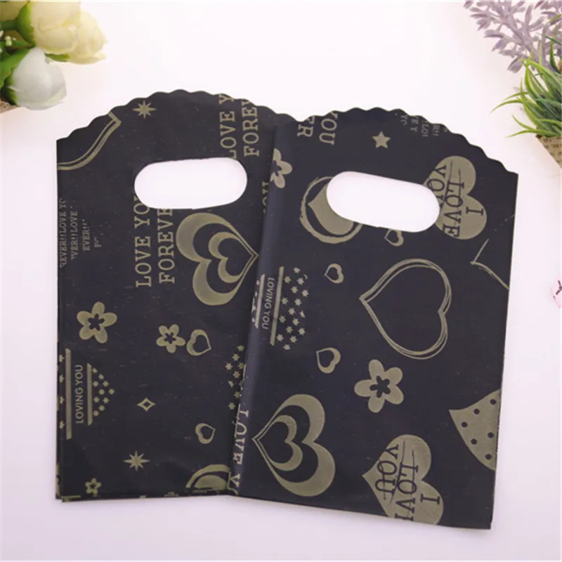 New Design High Quality Wholesale 50pcs/lot 9*15cm Luxury Plastic Vintage Small Wedding Gold Heart Gift Packaging Bags | Дом и сад