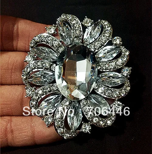 2 6 дюймовый Винтажный стиль родиевый серебристый тональный Прозрачный большой