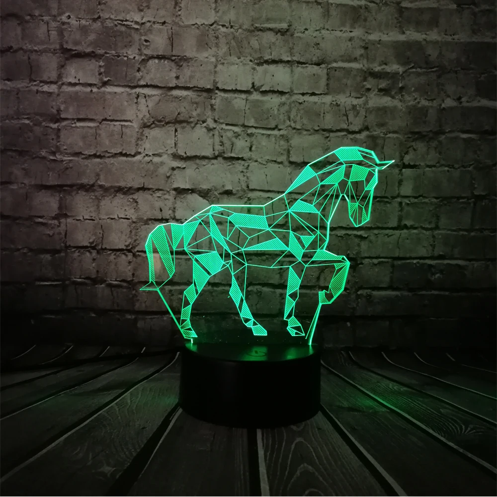 Новое животное ретро лошадь атмосфера 3D светодиодный USB лампа многоцветный Единорог ночные светильники ребенок визуальный Рождество подарок на год Настольный Декор
