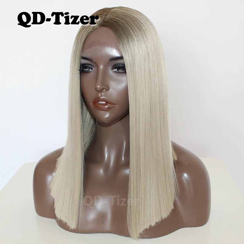 QD-Tizer Короткий кружевной передний парик с Омбре цвет термостойкий модный боб синтетический парик фронта шнурка бесклеевой парик на сеточке для женщин