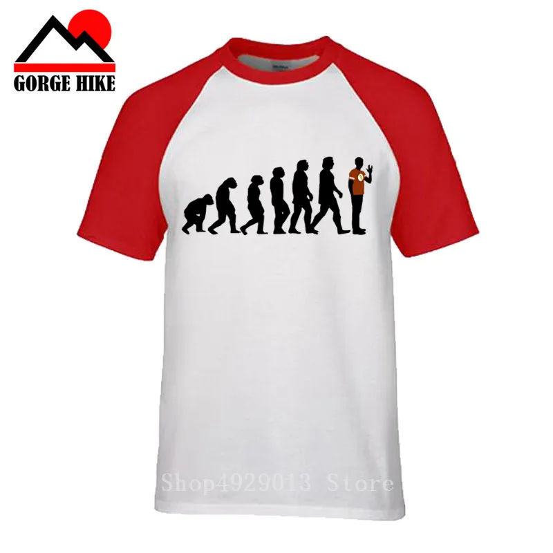 Мужская футболка Geek reverse evolution хлопковая Повседневная с коротким рукавом sheldon