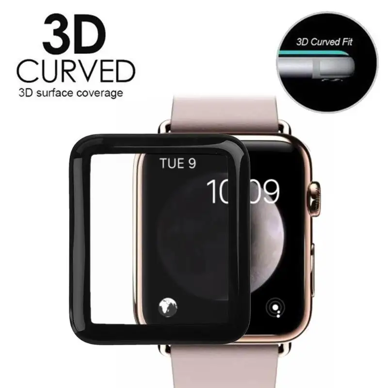 1 шт 3D края Закаленное стекло пленка полное покрытие протектор экрана для Apple Watch протектор экрана пленка защитная защита продвижение