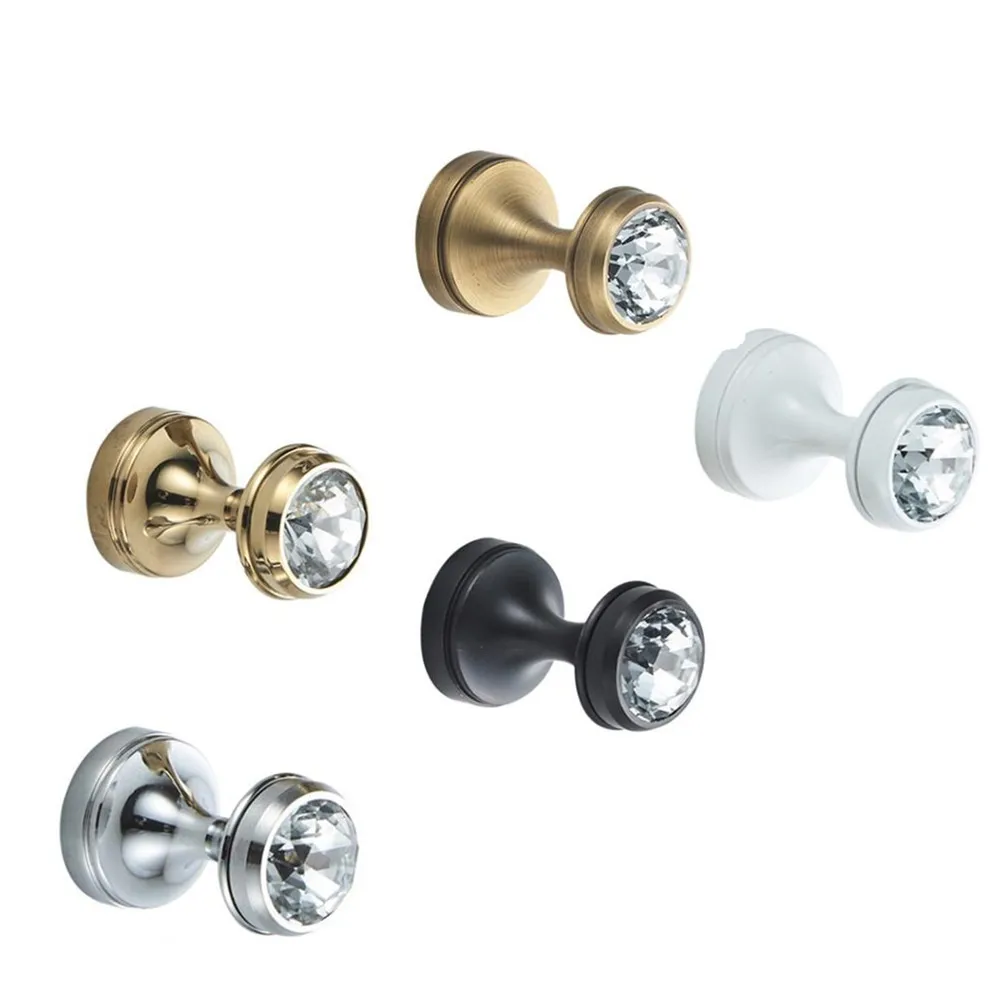 Simple Style Brass Crystal Towel Hook Wall Mount Robe Antique Hook Coat Hat Door Hanger Bathroom Accessories set wall hooks