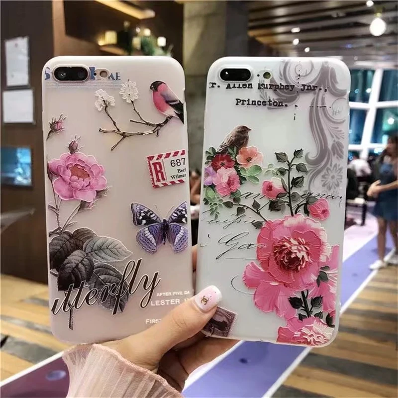 Модный 3D чехол для телефона с белым цветком для iPhone 8, 7 Plus, мягкий ТПУ чехол для задней крышки s, чехол для iPhone X, XR, XS, MAX, 6, 6s Plus, 5S
