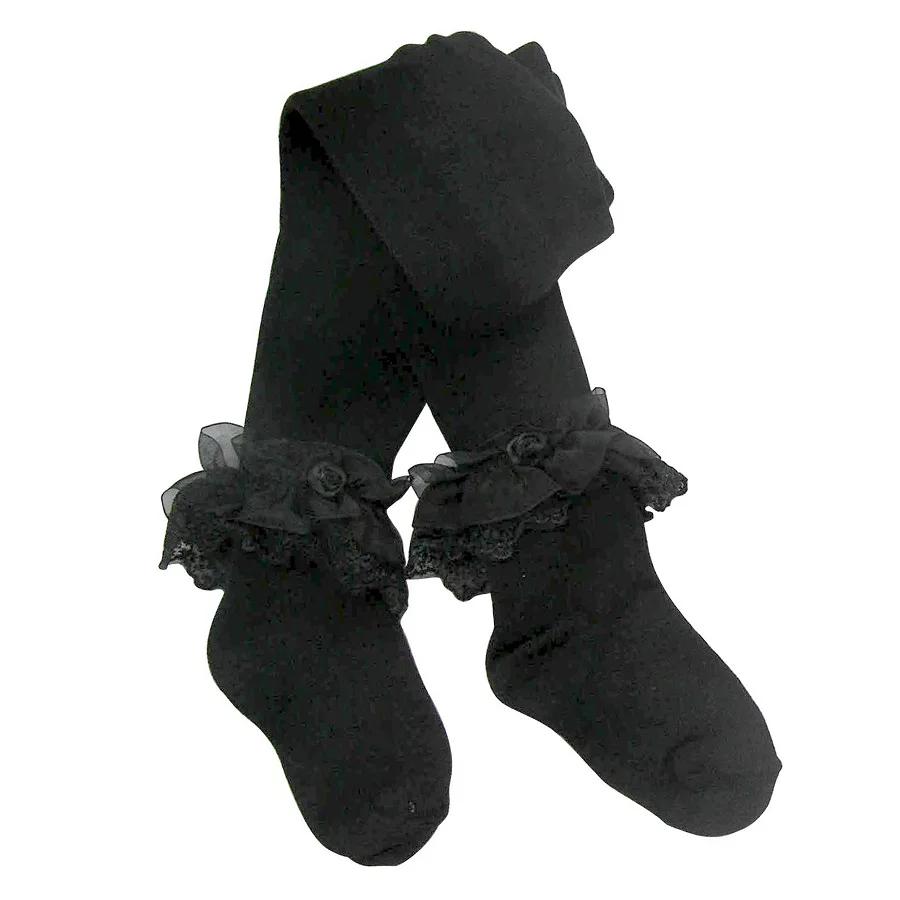 Кружевные колготки для девочек мягкие эластичные из 100% хлопка детские 2017 теплые