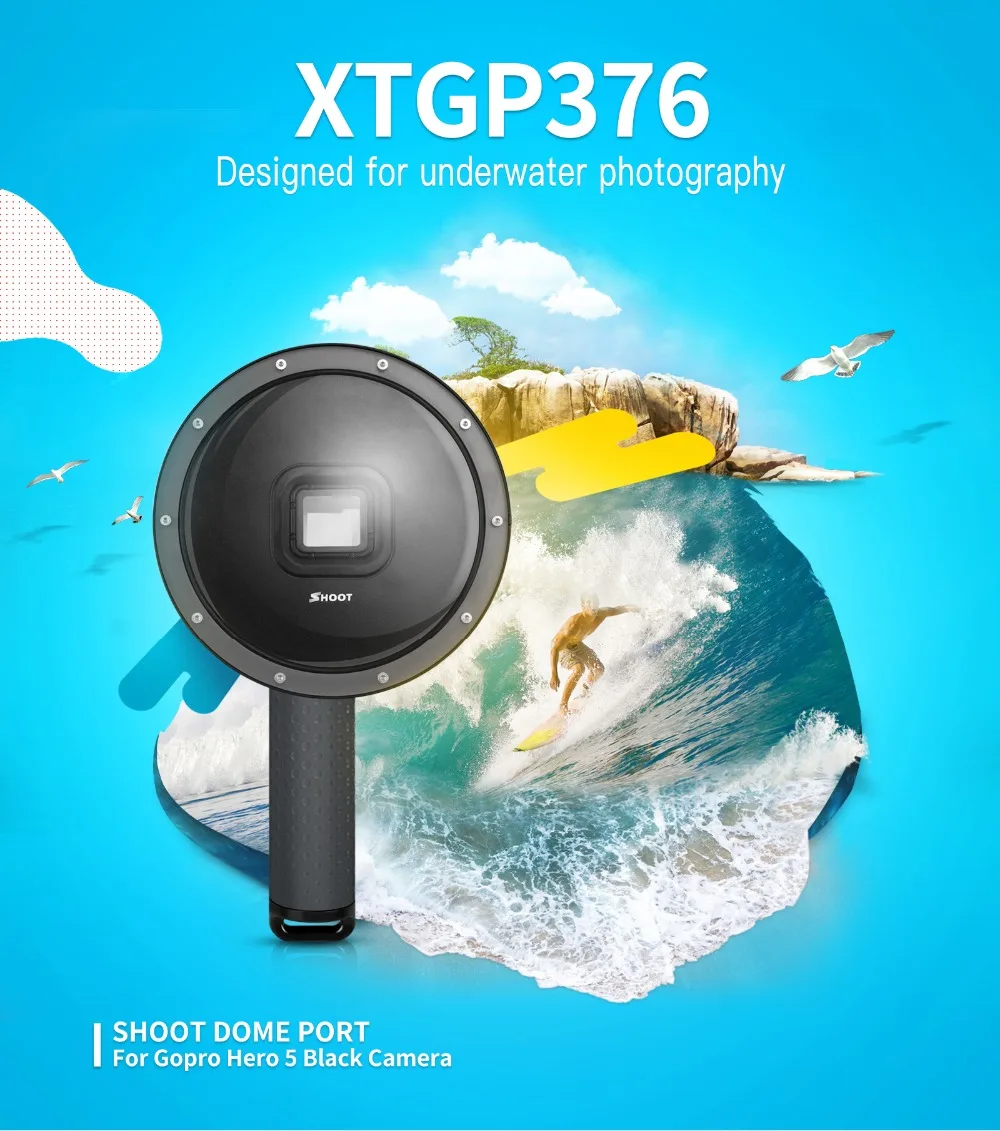 

SHOOT 6 inch Waterproof Dome Port Lens for GoPro Hero 7 6 5 Black Action Camera With Waterproof Case for Go Pro 7 6 5 Accessory