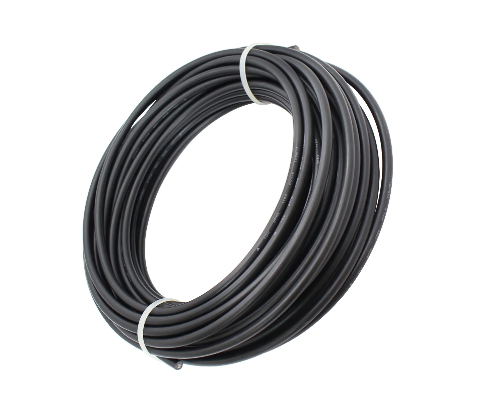 50 метров/рулон 6 мм2 (10AWG) Солнечный Кабель красный или черный Pv кабель провод