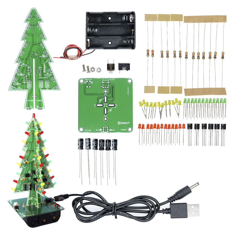 Фото Трехмерная 3D Рождественская елка LED DIY Kit красный/зеленый/желтый Светодиодная