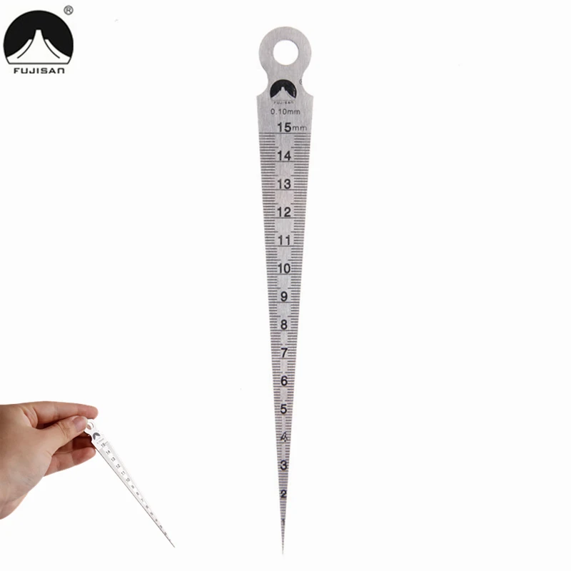

FUJISAN 1-15mm Metric Taper Gauge Thicken Stainless Steel Scale Feeler Gap For Drill Hole Measuring Tools