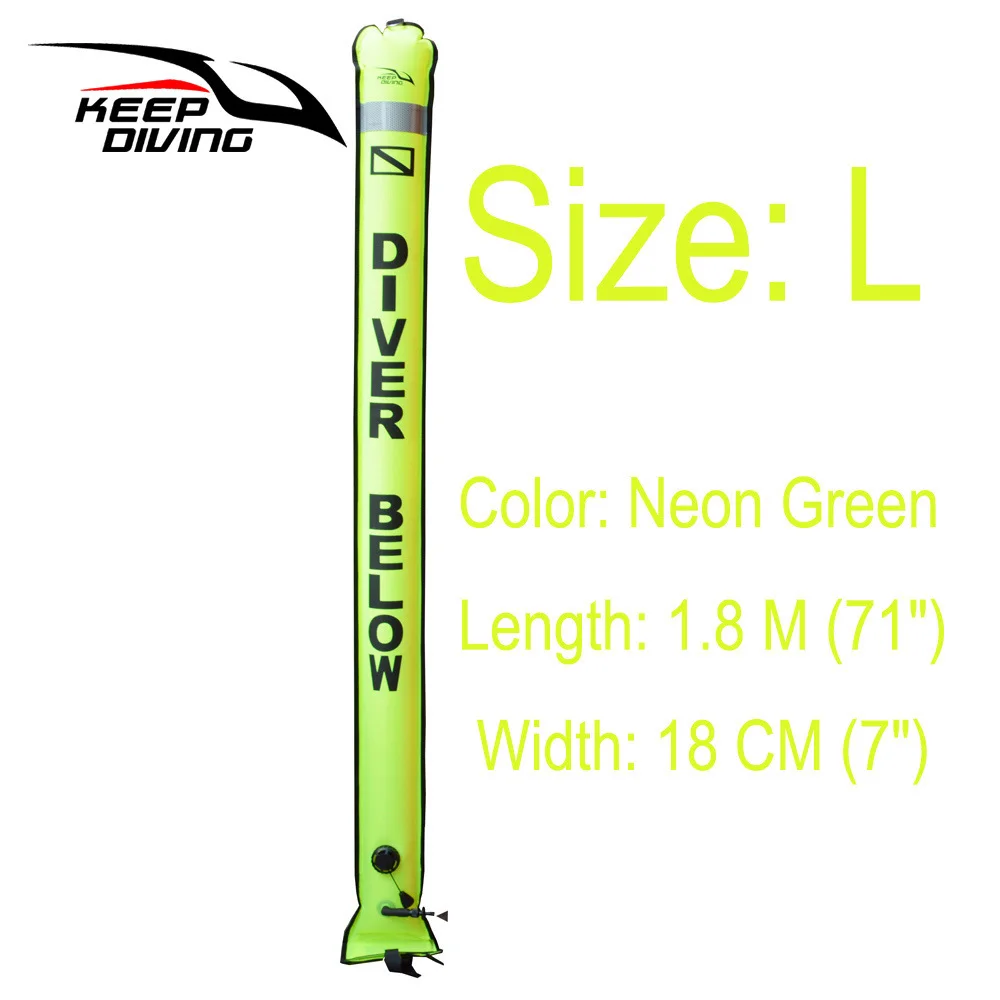 1.8M Green Keep Diving 1,2 м/1,5 м/1,8 м профессиональный высококачественный надувной спасательный сигнал для подводного плавания, сигнальная поверхность буя(smb) трубка - Цвет: 1.8M Green