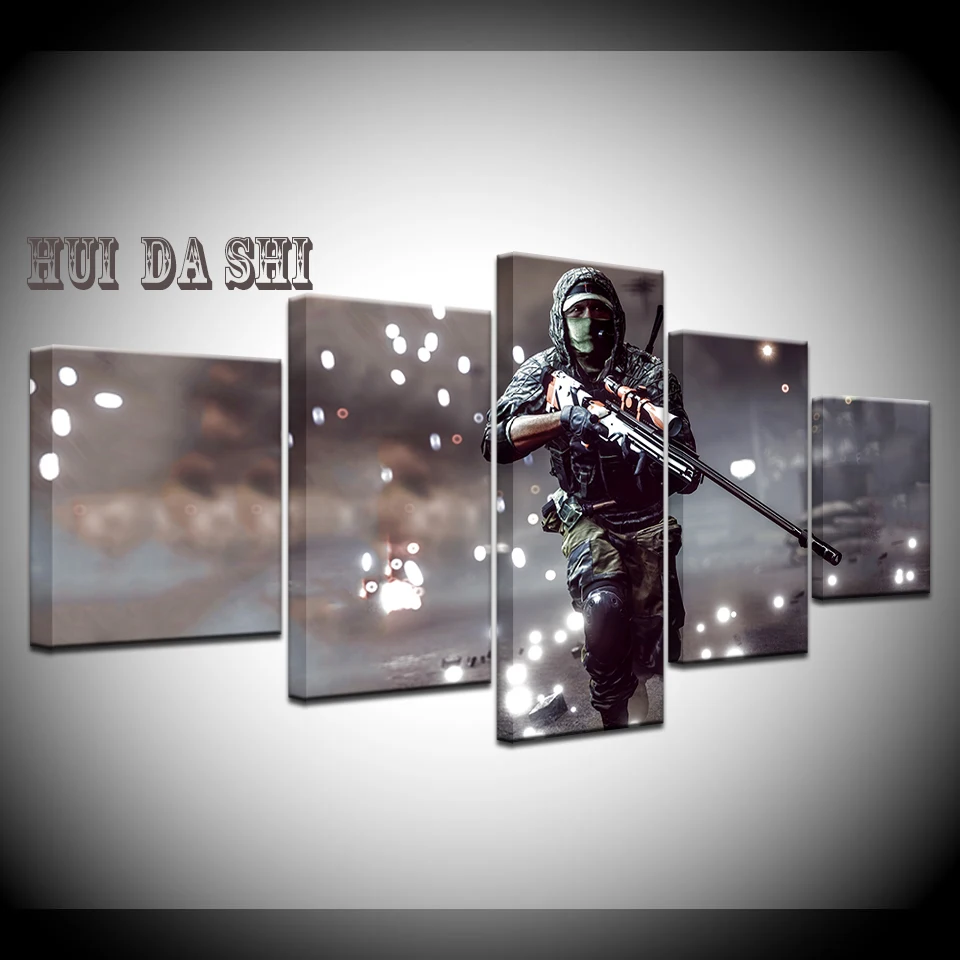 5 шт. холсте холст картина боя снайпера HD печатных Wall Art домашний декор плакат для
