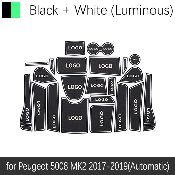 Anti-Slip Rubber Gate Slot Cup Mat for Peugeot 2008 3008 MK1 4008 5008 MK2 5008GT GT Accessories Stickers - Название цвета: White 5008 17-20
