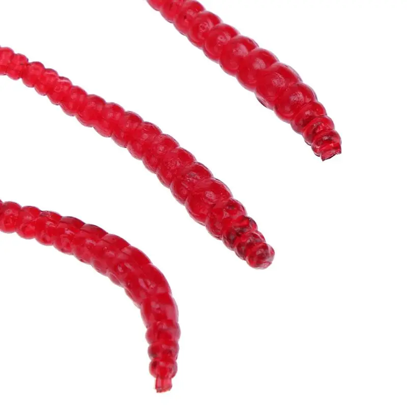 20Pcs 6cm Simulation Earthworm Red Worms Rubber Artificial Fishing Lure Tackle Soft Bait Lifelike Fishy Smell Lures With Box | Спорт и