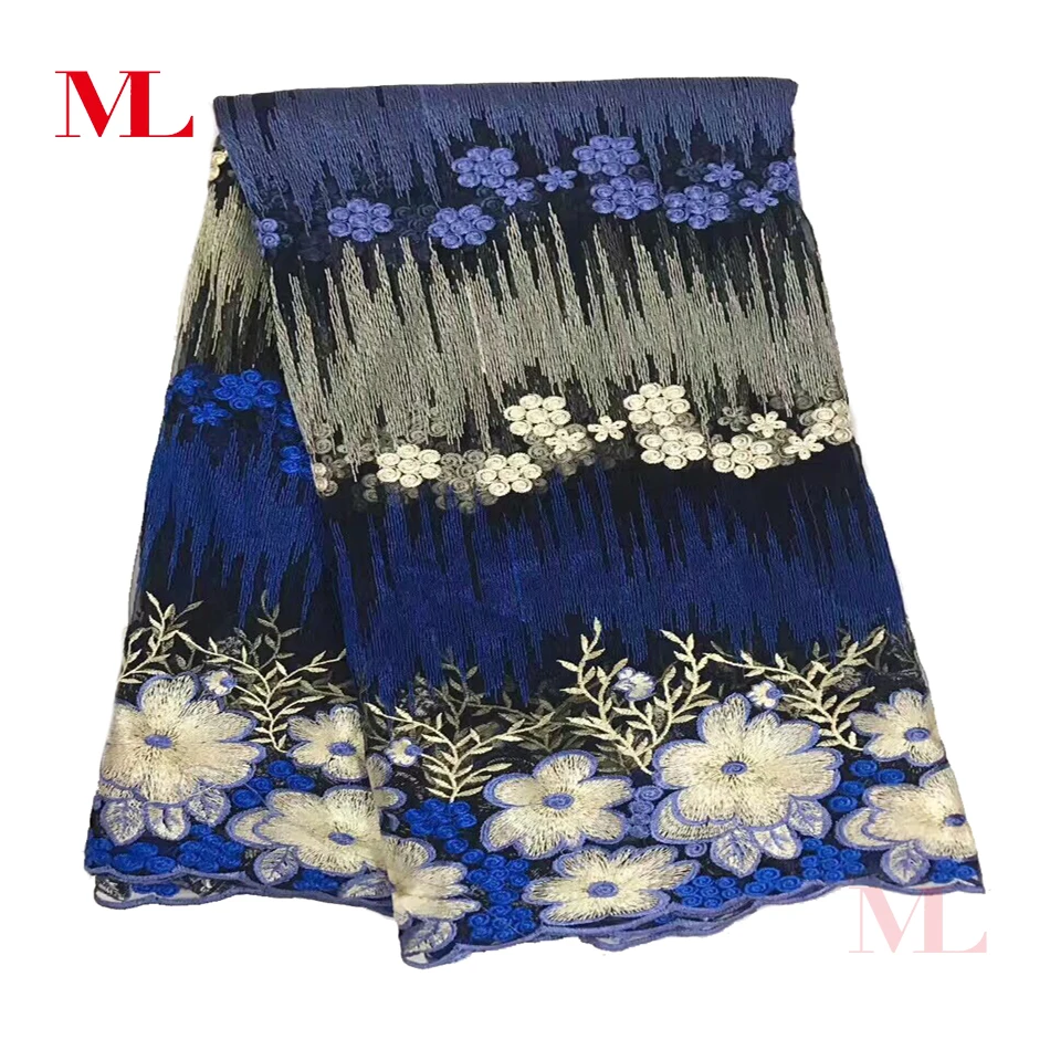 ML African Lace Fabric 5yards High Quality 3D Nigeria Embroidered Net Tulle French for Wedding Party Dress mjd920 | Дом и сад