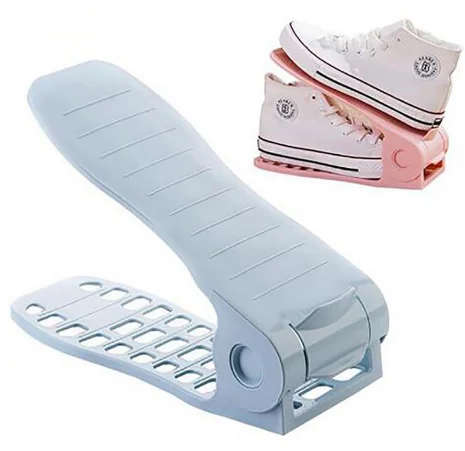 

5 PCS Adjustable Double Layer Shoe Organizer Rack Closet Space Save Shoe Cleaning Plastic Hanger Shelf