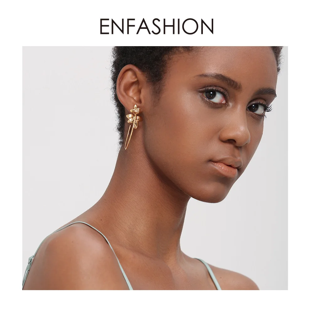 ENFASHION серьги кольца цветок для женщин золотой цвет массивные большие круглые