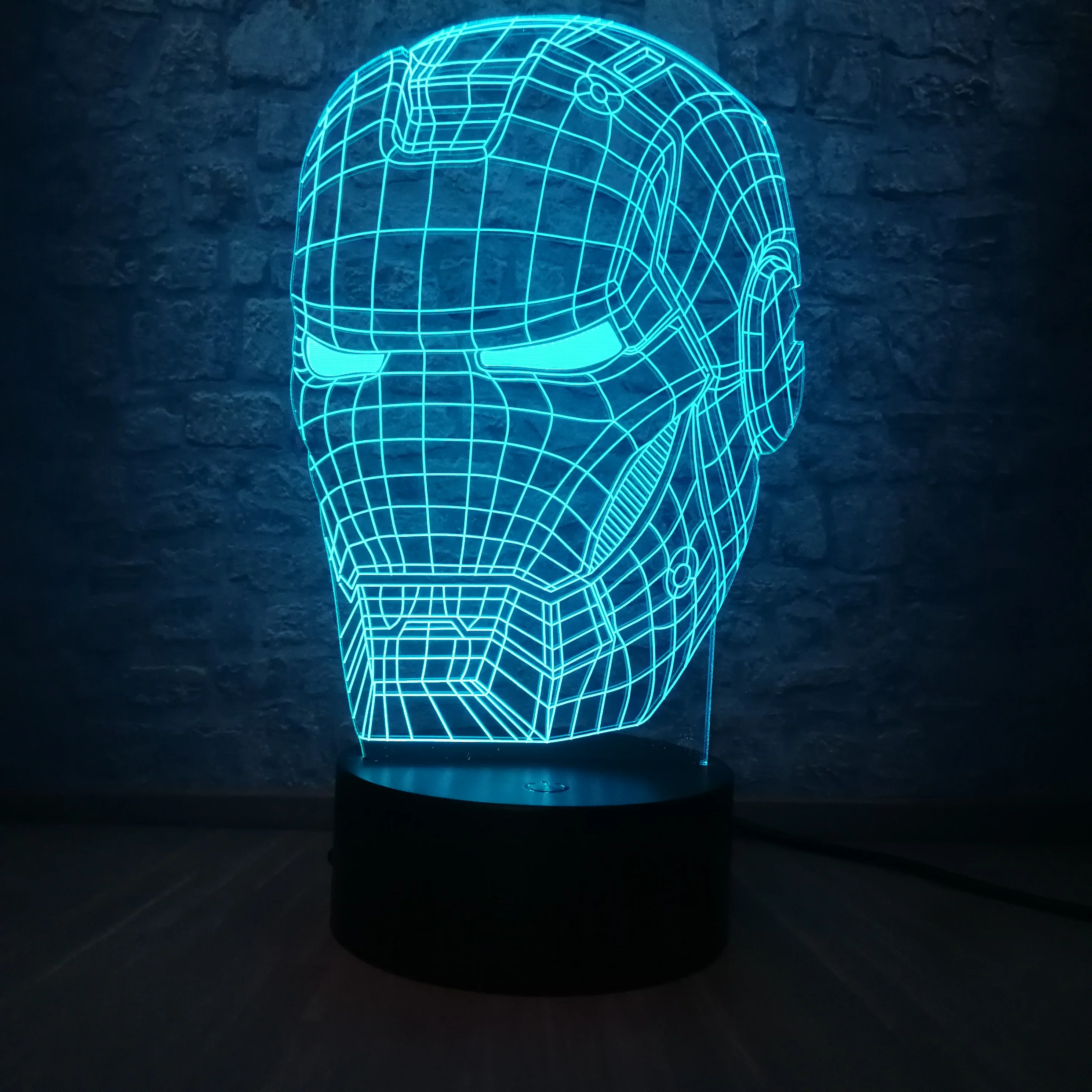 Marvel Мстители легенда 3D искусство Железный человек маска иллюзия RGB лампа 7 цветов