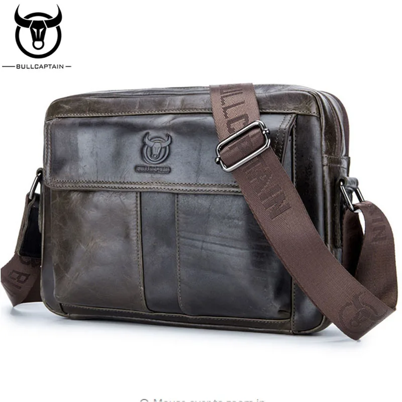 

BULLCAPTAIN Man Genuine Leather Bag Briefcase Crossbody Messenger Shoulder Bags Casual Business famous brand Leather Bag