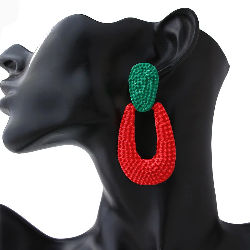 Ltumbe Punk Maxi Contrast Color Water Drop Earring for Women Simple Style Enamel Alloy Dangle Femme Night Club Jewelry | Украшения и