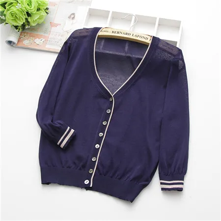 D00513 navy Специальная цена, тонкая трикотажная льняная кофта, Женская куртка-кардиган, летняя тонкая солнцезащитная, короткая воздухопроницаемая рубашка - Цвет: D00513 navy