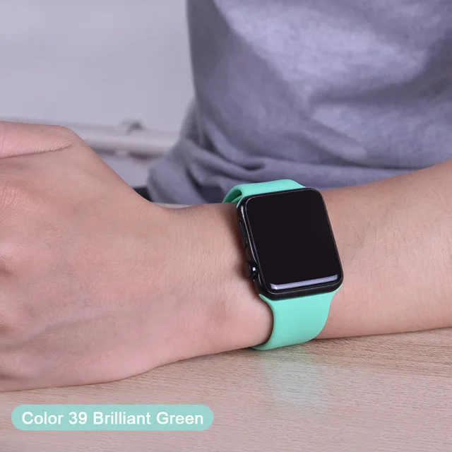 Apple Watch Красочный мягкий силиконовый спортивный пояс серии 4 3 2 1 38 мм 42 мм iWatch 40 мм резиновый ремень браслет с 44 мм серии 4 - Цвет ремешка: 39 bright green