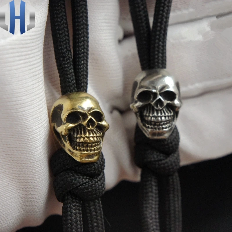 Подвеска EDC бусины Paracord латунь улыбка череп нож из чистой меди DIY фонарик падает