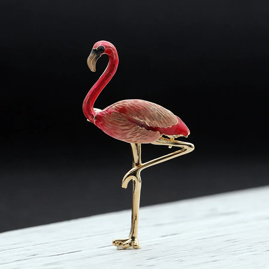 2017 Fashion Jewelry New Design Purple Enamel Pin Cute Crystal Flamingo Brooch Broches Vintage Animal Birds Brooches For Women | Украшения